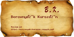 Borovnyák Kurszán névjegykártya